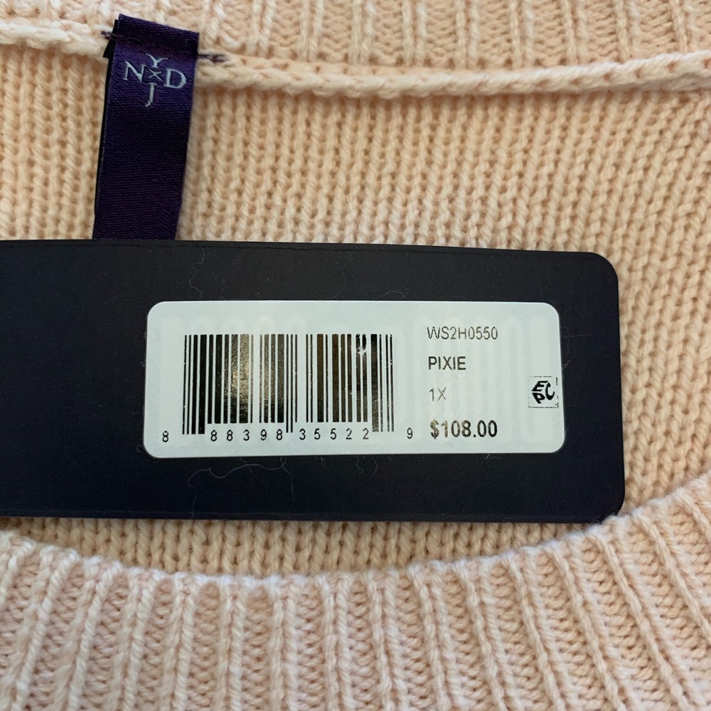 NYDJ Pixie Pink & Silver Shimmer Sweater-Plus Size - Picture 7 of 9